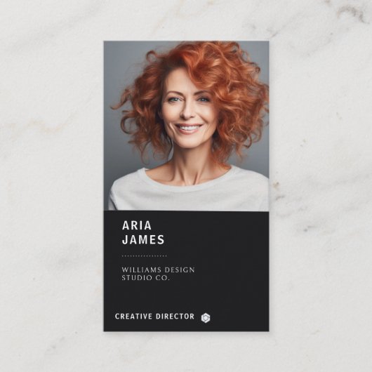 Modern Photo & QR Code Vertical Visitenkarte (Vorderseite)