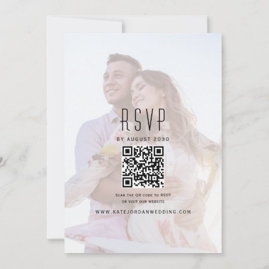 Modern Photo QR Code Wedding Einladung (Rückseite)