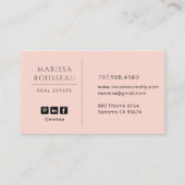 Modern Photo Realtor Blush Visitenkarte (Rückseite)