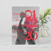 Modern Photo Red Pink Typography  Dankeskarte (Stehend Vorderseite)