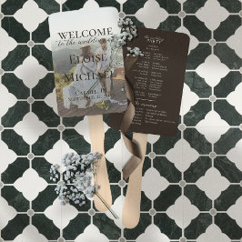 Modern Photo Rustic Brown Wedding Program Fan Fächer