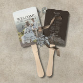 Modern Photo Rustic Brown Wedding Program Fan Fächer