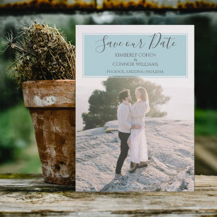 Modern Photo Save the Date   Aqua