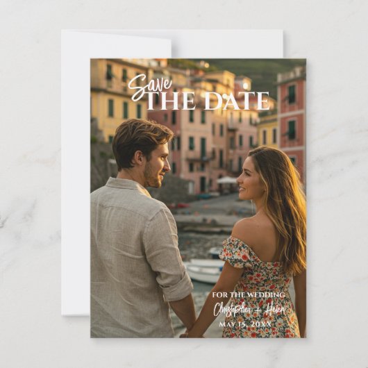 Modern Photo Save the Date Card Mitteilungskarte (Vorderseite)