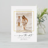 Modern Photo Save The Date Real Gold Folieneinladung (Stehend vorne)