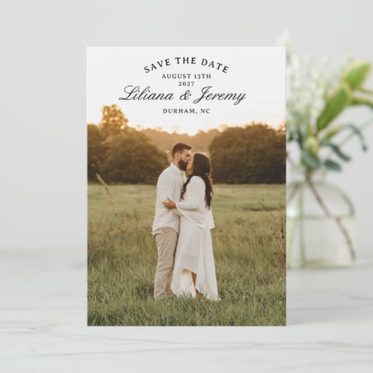 Modern Photo Save the Date With Arched Text Einladung (Stehend Vorderseite)