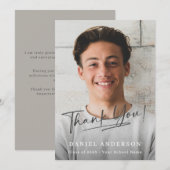 Modern Photo Script Graduation Thank You Card (Vorne/Hinten)