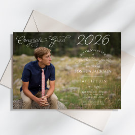 Modern Photo Script Horizontal Graduation Party Einladung