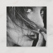 Modern Photo Script Name Social QR Code Quadratische Visitenkarte (Vorderseite)