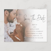 Modern Photo Script QR Code Wedding Save The Date Postkarte (Vorderseite)