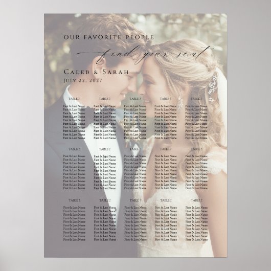 Modern photo seating plan up to 15 tables  poster (Vorne)