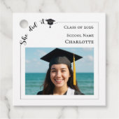 Modern photo She did it Graduation Party DIY Geschenkanhänger (Vorderseite)