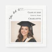 Modern photo She did it Graduation Party luncheon Serviette (Vorderseite)