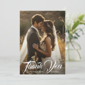 Modern Photo Simple Wedding Dankeskarte (Stehend Vorderseite)