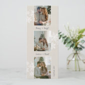 Modern Photo Strip Christmas Card with Handwritten Einladung (Stehend Vorderseite)