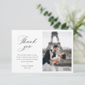 modern photo stylish script wedding thank you card dankeskarte (Stehend Vorderseite)