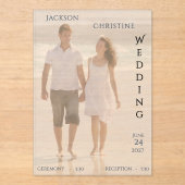 Modern Photo Typography Beach Wedding Acryleinladungen (Vorderseite)