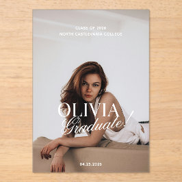 Modern Photo Typography Script Grad Announcement Acryleinladungen