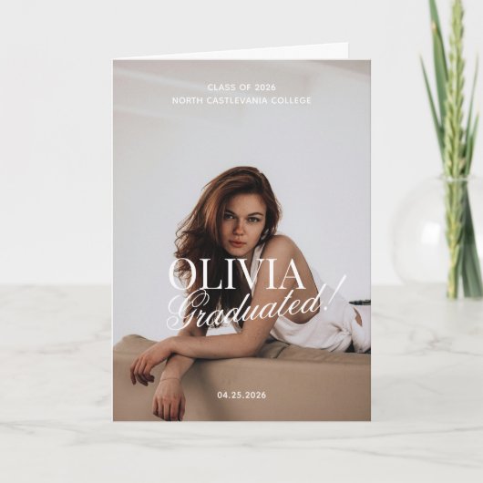 Modern Photo Typography Script Grad Party Folded Karte (Vorderseite)