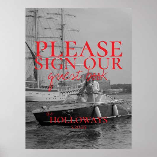 Modern Photo Wedding Guest Book Poster (Vorne)