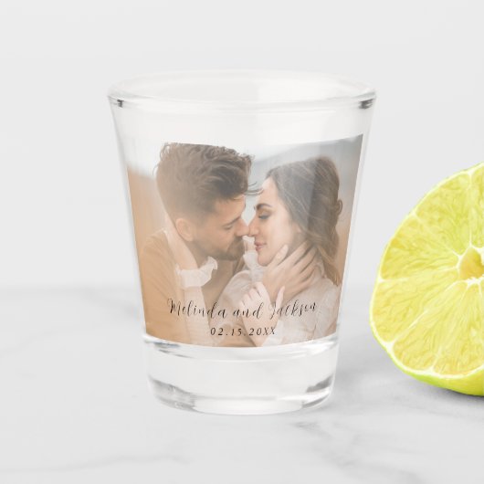 Modern Photo Wedding Schnapsglas (Vorderseite)