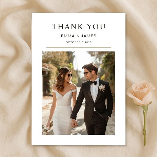Modern Photo Wedding Thank You Card With Note Dankeskarte