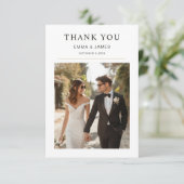 Modern Photo Wedding Thank You Card With Note Dankeskarte (Stehend Vorderseite)