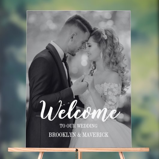 Modern Photo Welcome Wedding Acrylschild (Neutral)