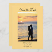Modern Photo Yellow Orange Save The Date Card (Vorne/Hinten)