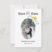 Modern Photo Yellow Rose and Vine White and Yellow Save The Date (Vorderseite)