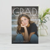 Modern PhotoPop Graduation Party Einladung (Stehend Vorderseite)