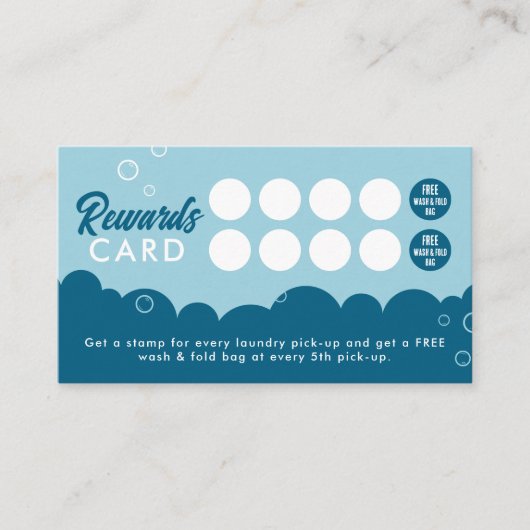 Modern Pick-Up Laundry Service Blue & White Treuekarte (Vorderseite)