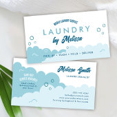 Modern Pick-Up Laundry Service Blue & White Visitenkarte