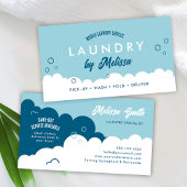 Modern Pick-Up Laundry Service Blue & White Visitenkarte