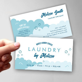 Modern Pick-Up Laundry Service Blue & White Visitenkarte
