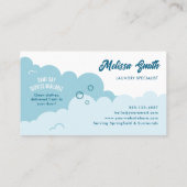 Modern Pick-Up Laundry Service Blue & White Visitenkarte (Rückseite)