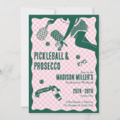 Modern Pickleball & Prosecco Bachelorette Weekend Einladung (Vorderseite)