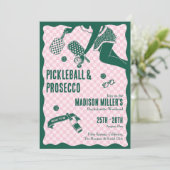 Modern Pickleball & Prosecco Bachelorette Weekend Einladung (Stehend Vorderseite)