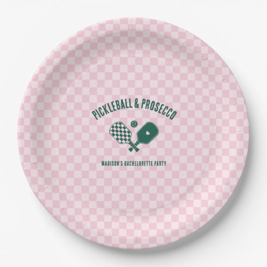 Modern Pickleball & Prosecco Bachelorette Weekend Pappteller (Vorderseite)