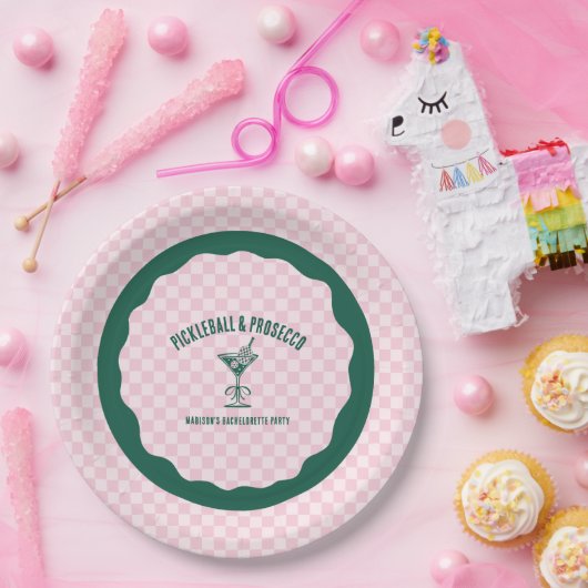 Modern Pickleball & Prosecco Bachelorette Weekend Pappteller (Party)