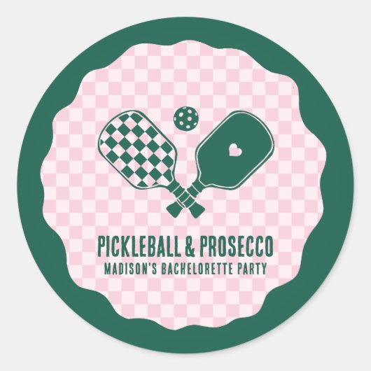 Modern Pickleball & Prosecco Bachelorette Weekend Runder Aufkleber (Vorderseite)
