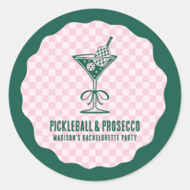 Modern Pickleball & Prosecco Bachelorette Weekend Runder Aufkleber