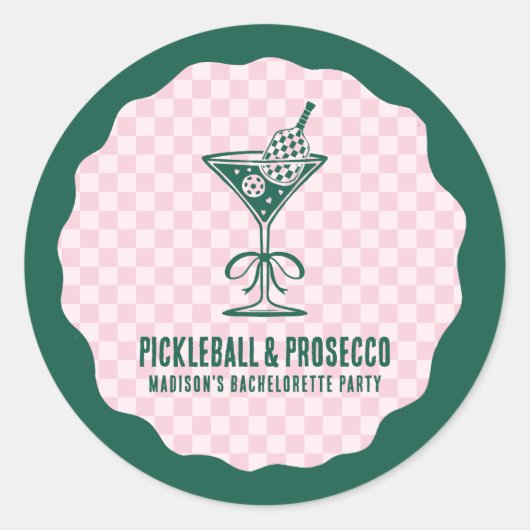 Modern Pickleball & Prosecco Bachelorette Weekend Runder Aufkleber (Vorderseite)