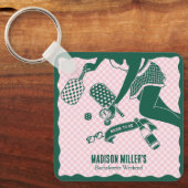 Modern Pickleball & Prosecco Bachelorette Weekend Schlüsselanhänger (Vorderseite)