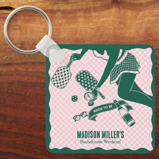 Modern Pickleball & Prosecco Bachelorette Weekend Schlüsselanhänger (Vorderseite)