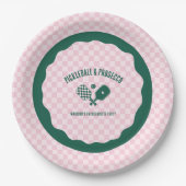 Modern Pickleball & Prosecco Junggesellinnen-Absch Pappteller (Vorderseite)