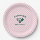 Modern Pickleball & Prosecco Junggesellinnen-Absch Pappteller (Vorderseite)