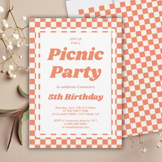 Modern Picnic Party Geburtstag Einladung