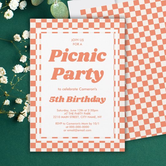 Modern Picnic Party Geburtstag Einladung