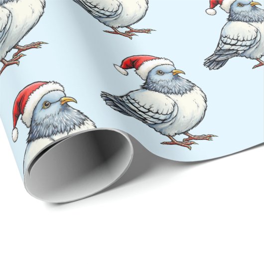 Modern Pigeon Santa Claus Weihnachten Geschenkpapier (Rolleneckpunkt)